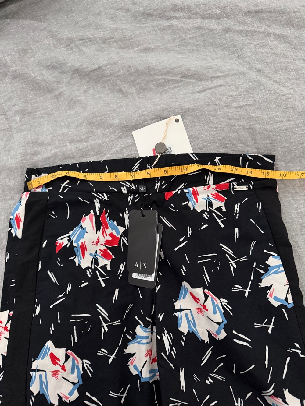 Armani Exchange Black Floral-Print Pull-On Pants with Red & Blue Accents - Picture 5 of 5